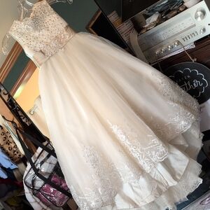 Elegant Champagne Ivory Corset Lace Kids Dress